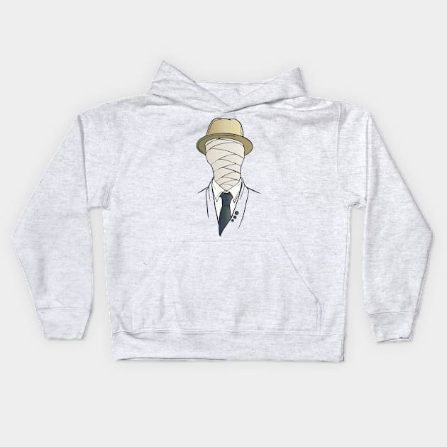 Mummy Face in Suit, Tie, and Hat Kids Hoodie by arcanumstudio